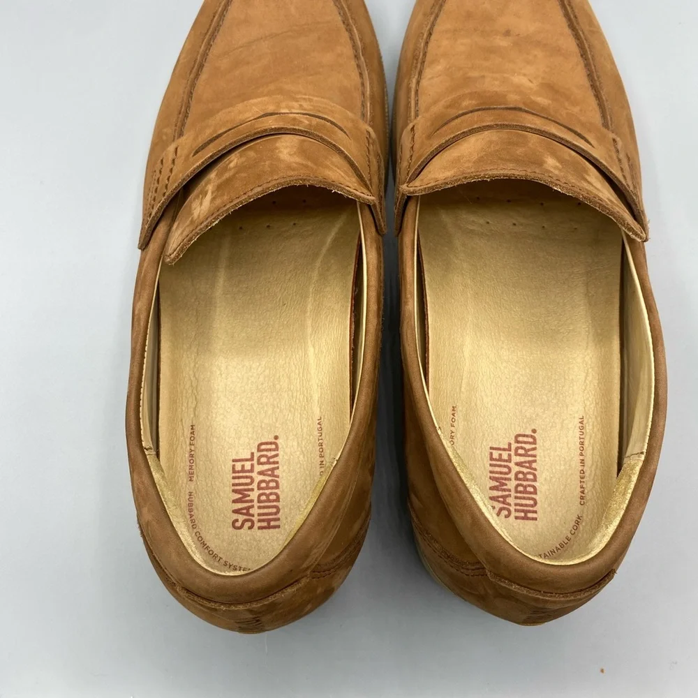 Samuel Hubbard Men's 9.5 Tailored Traveler Penny Loafer Brown Nubuck Leather - Picture 7 of 9